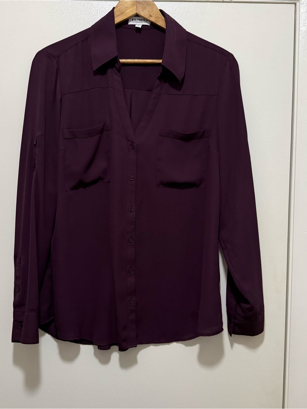Express Deep Plum Button-Down Shirt